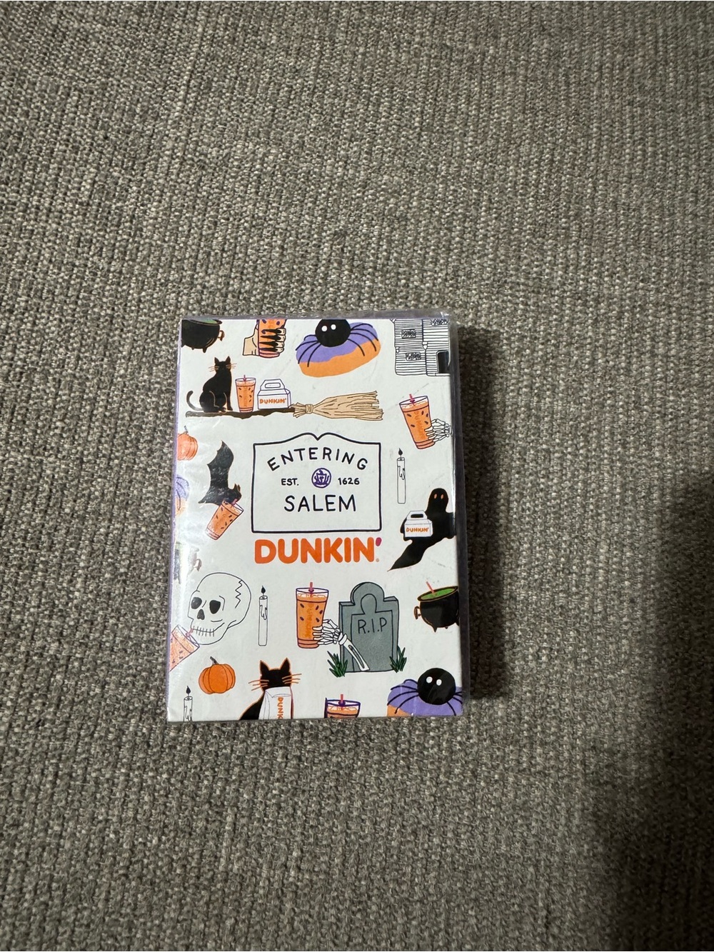 Salem runs on Dunkin playing cards